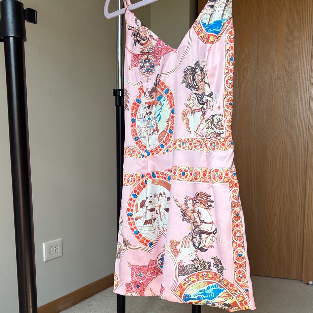 AKIRA Pink Patterned Mini Dress